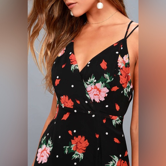 Lulu’s California Sunset Black Floral Print High-Low Dress XL - Picture 2 of 9